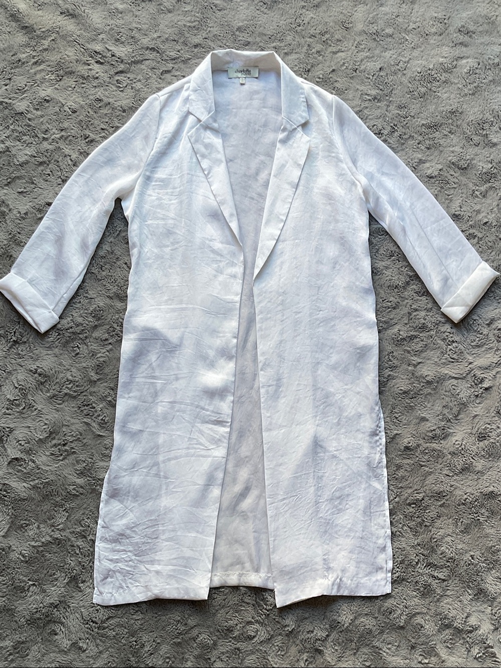 Linen Open-Front White long top